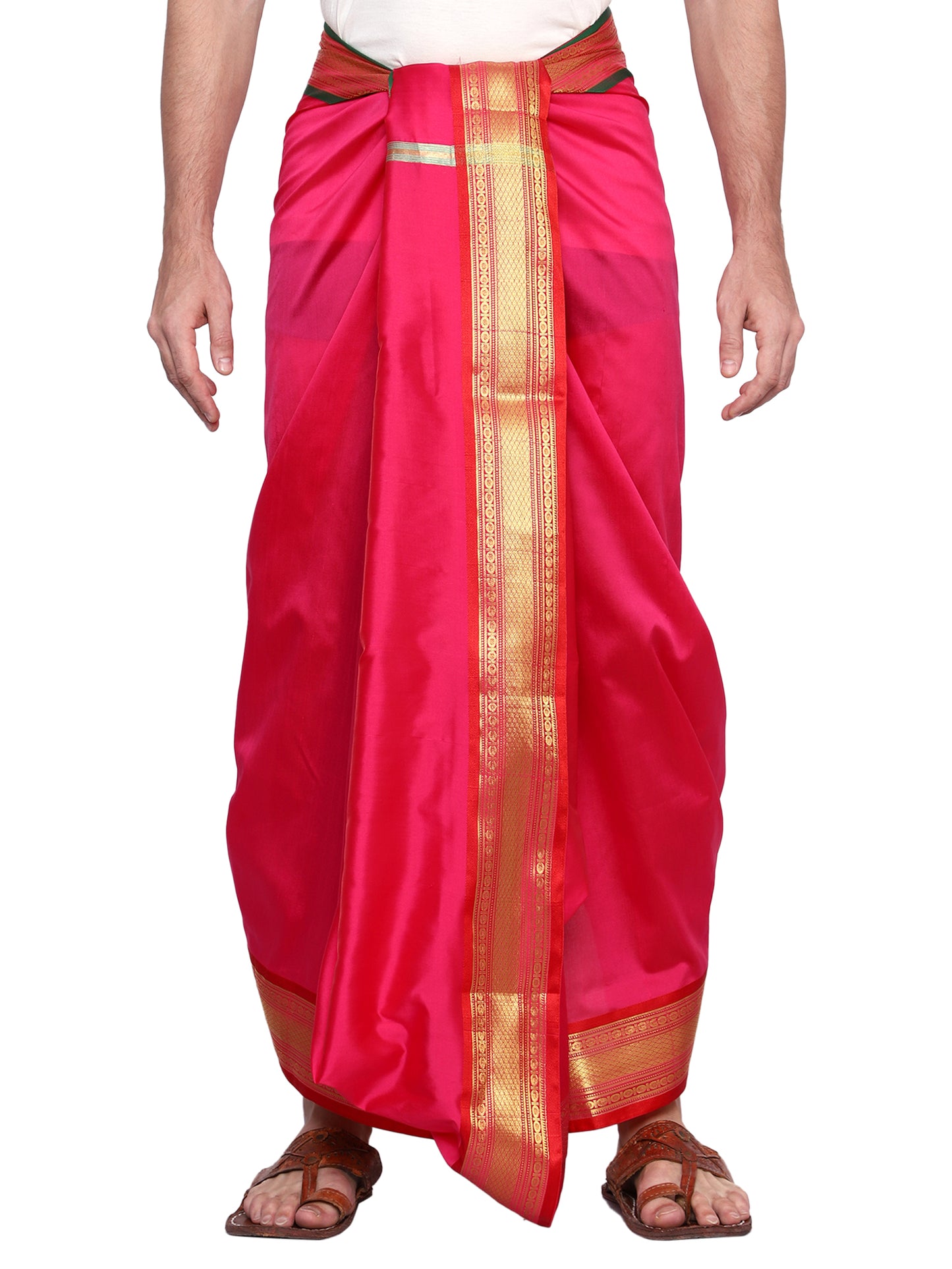 Mens Silk Dhoti with Angwastram Set - Unstitched , Vesthi-Mundu-Dhotar-Kerala-South-Dhoti-Gamcha Set