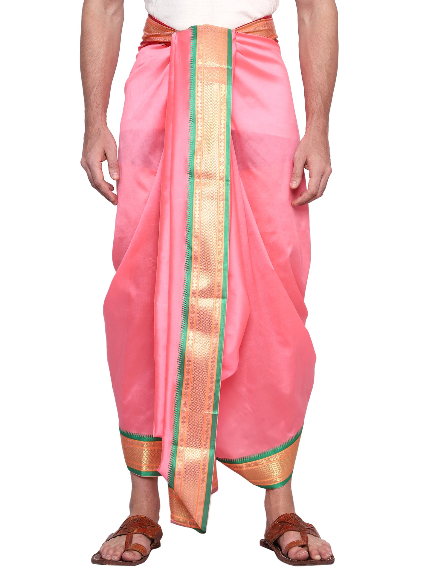 Mens Silk Dhoti with Angwastram Set - Unstitched , Vesthi-Mundu-Dhotar-Kerala-South-Dhoti-Gamcha Set