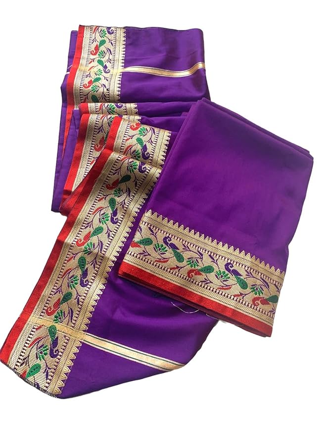 Men's Paithani Silk Dhoti Stole Set 4.25 Mtr Dhoti with 2.25 Mtr Stole Set