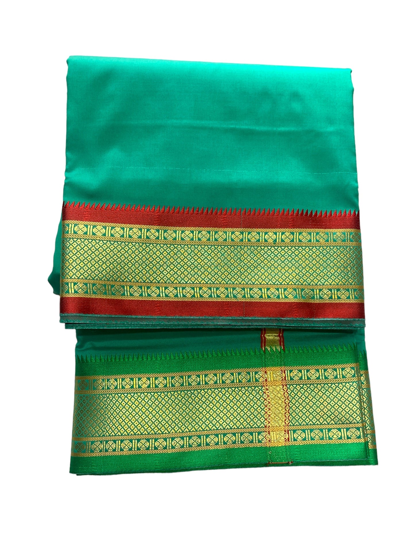 5 Inch Border - Silk Pattu Pancha Vesti Mundu Set - Unstitched Dhoti 4.25 Mtr Dhoti with 2.2 Mtr Stole