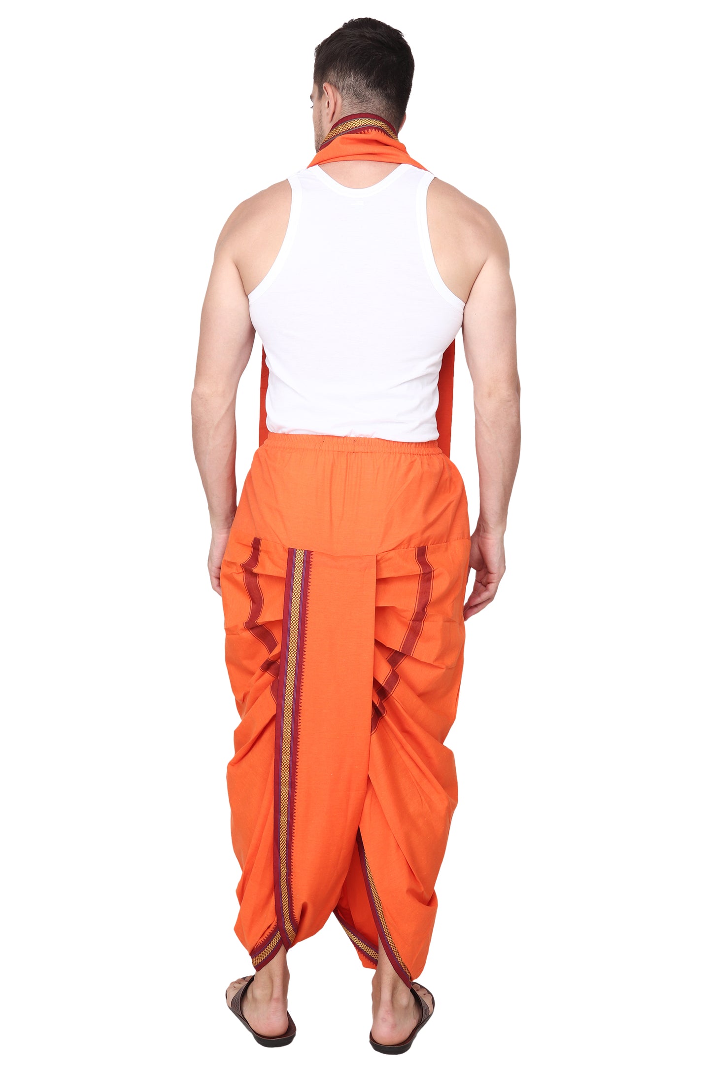 White Cotton Dhoti Pant for Men - Readymade - Ready to Wear - Pocket Dhothi - Dhotar, Mundu , Vesti Set