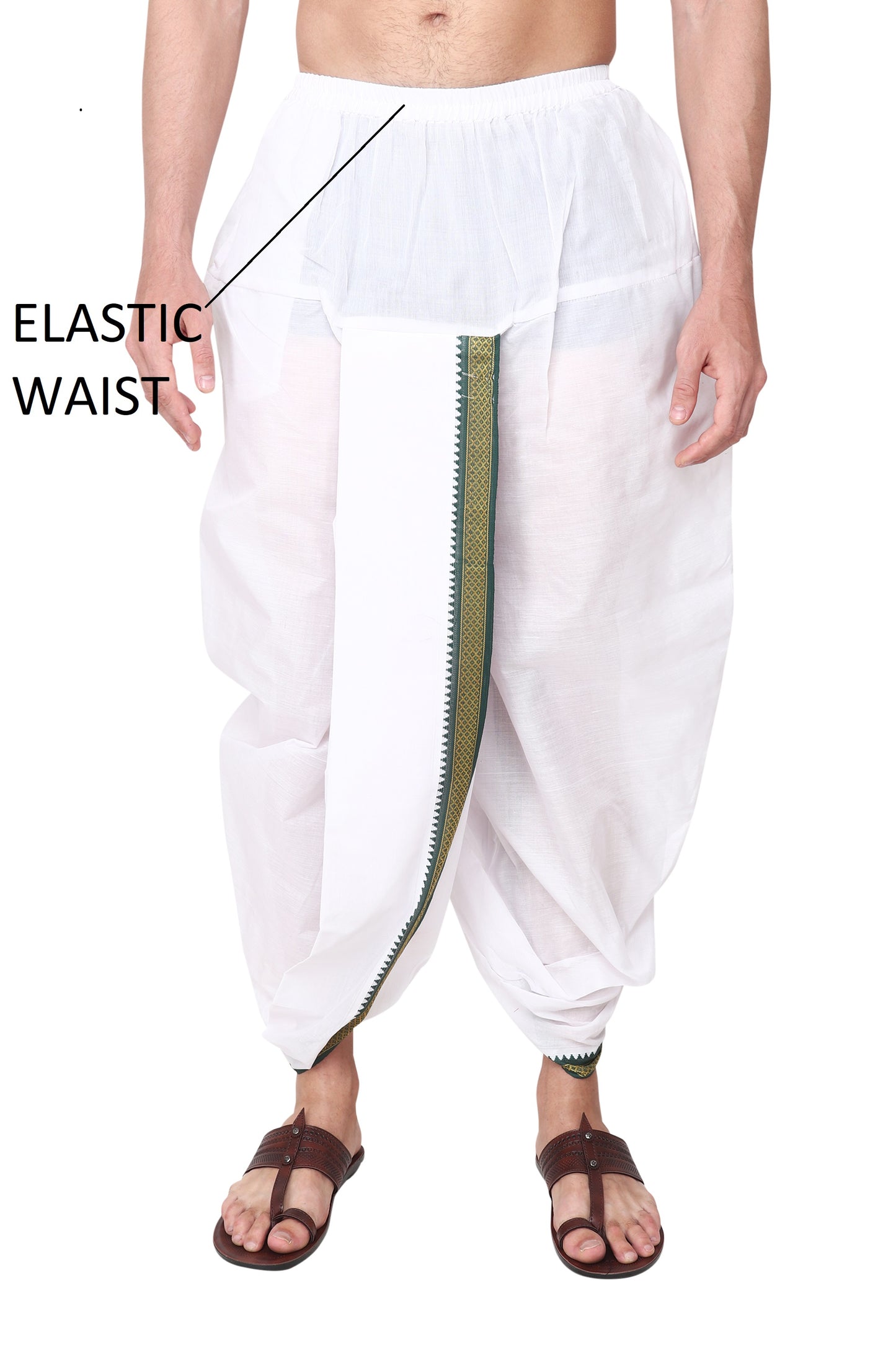 White Cotton Dhoti Pant for Men - Readymade - Ready to Wear - Pocket Dhothi - Dhotar, Mundu , Vesti Set