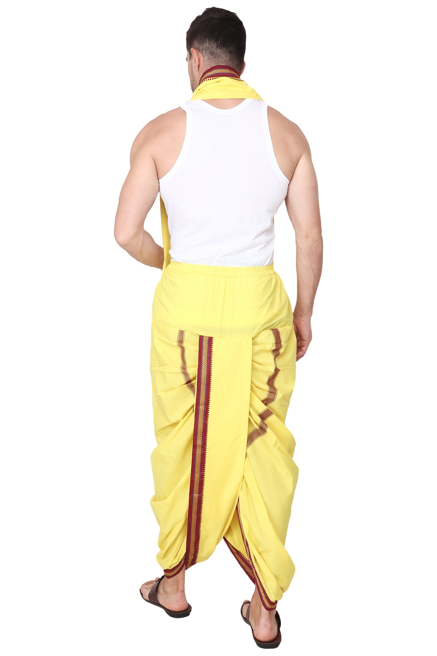 White Cotton Dhoti Pant for Men - Readymade - Ready to Wear - Pocket Dhothi - Dhotar, Mundu , Vesti Set