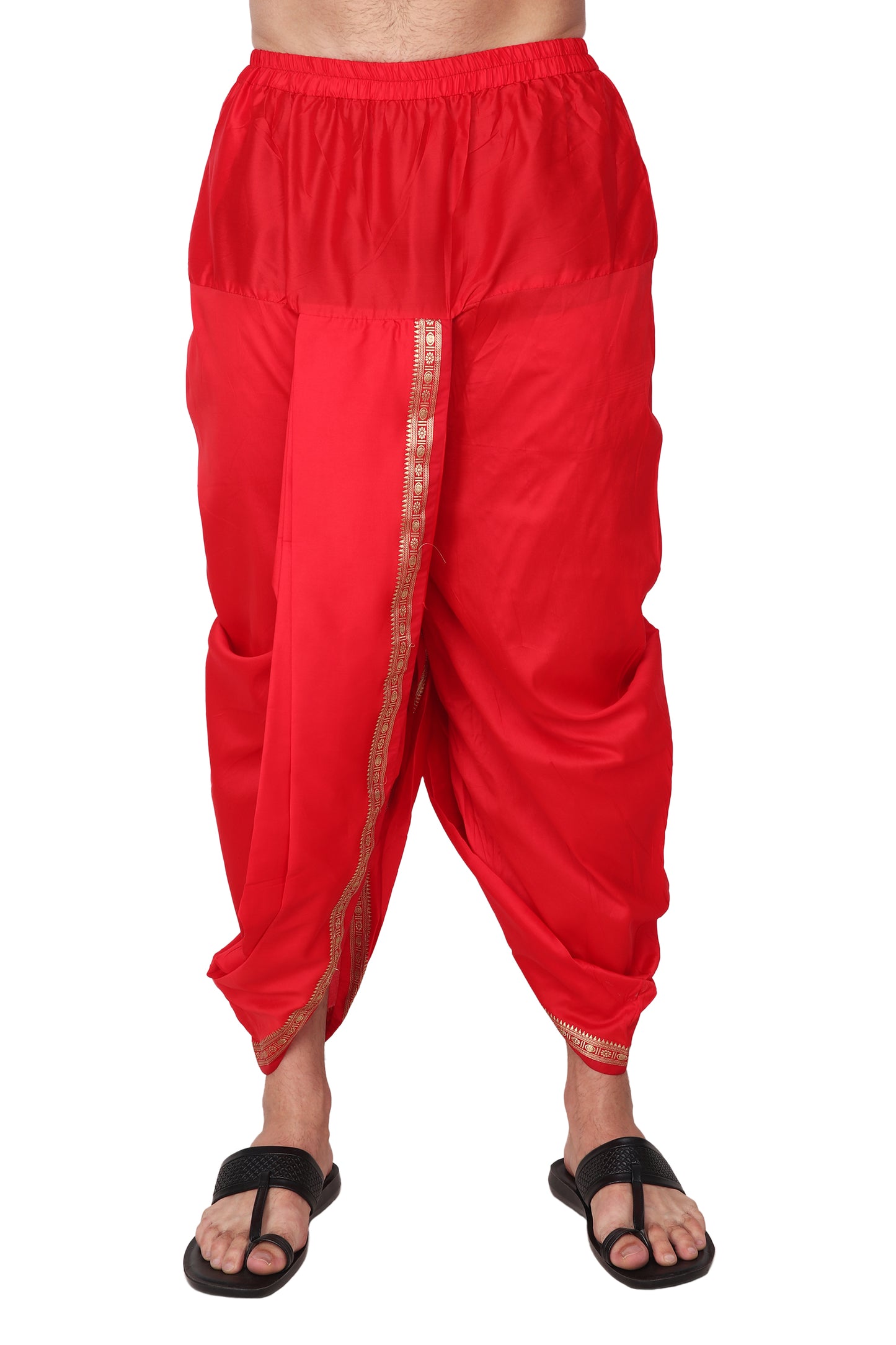 Mens Silk Dhoti with Stole - Readymade - Dhoti-Gamcha Suitable with Kurta for Pooja , Festival