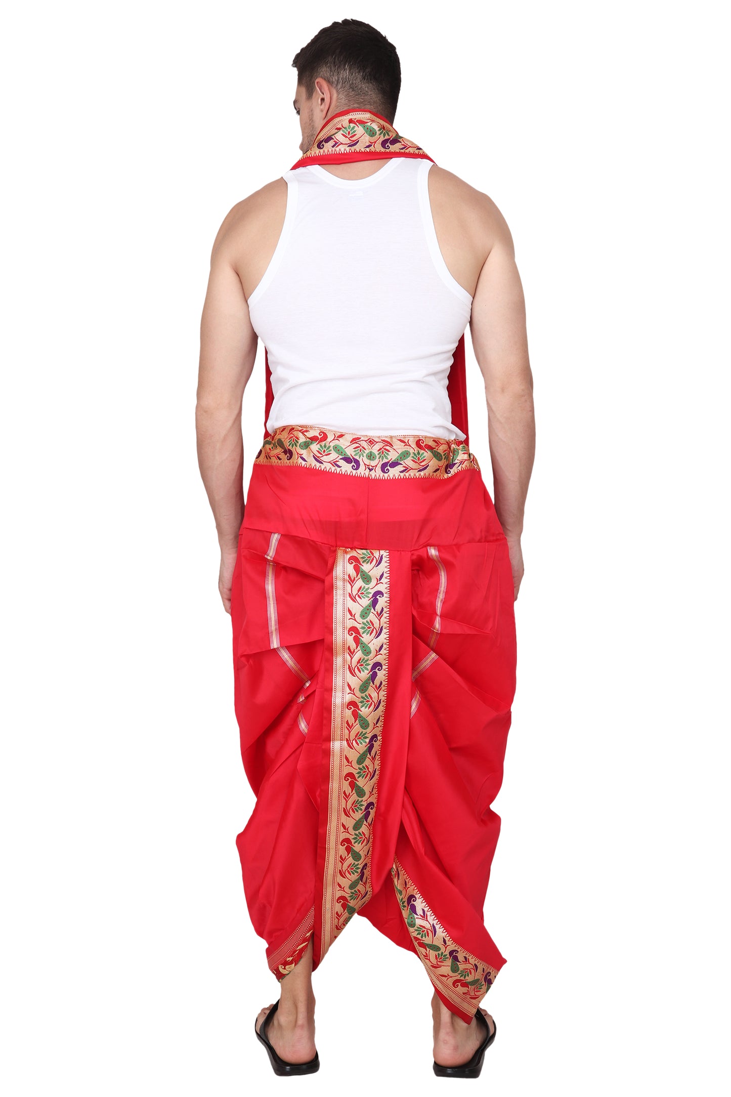 Readymade Dhoti for Men, Velcro Style Stitched Mens Silk Dhoti Pant Set, Free Size