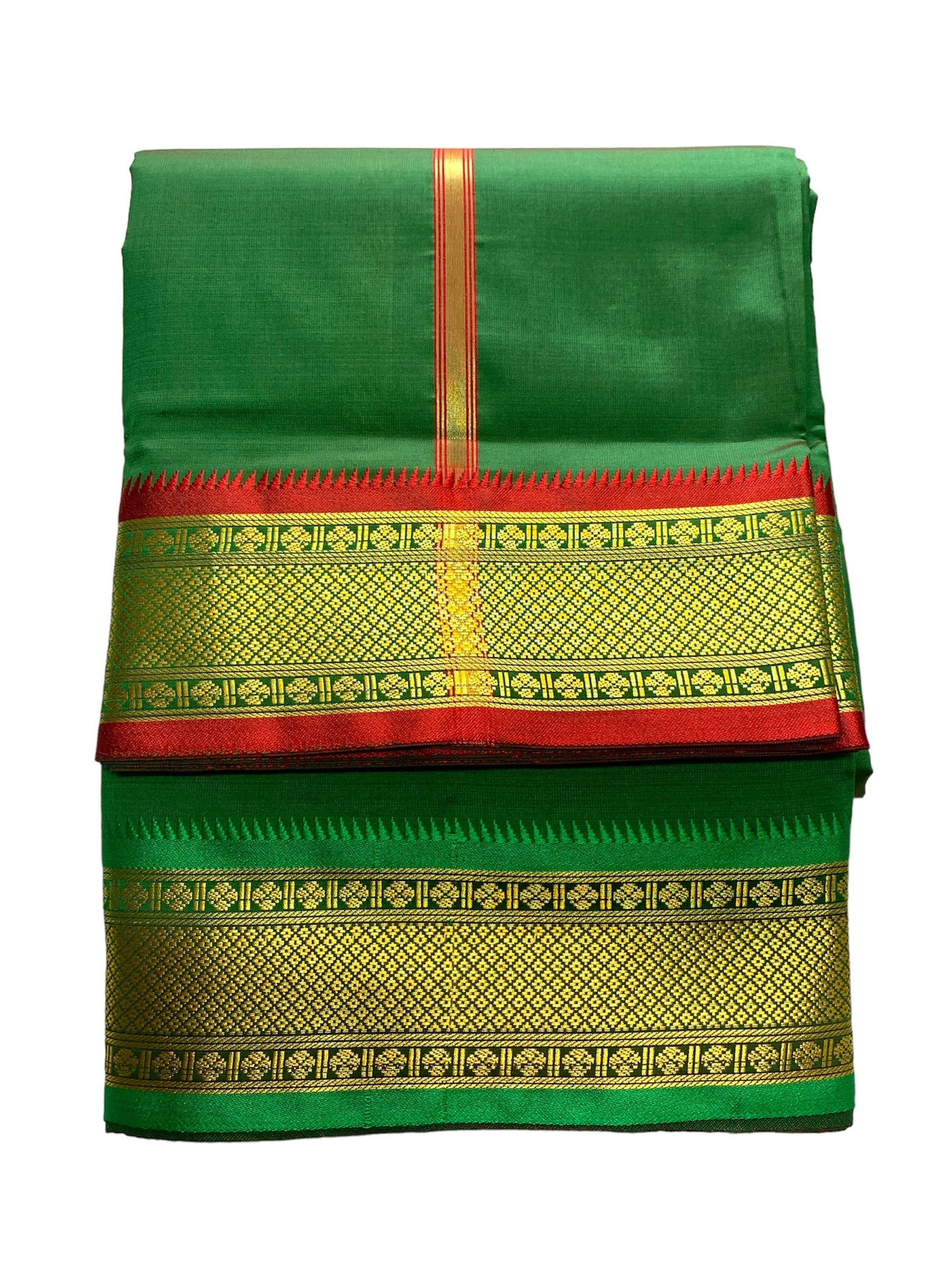 5 Inch Border - Silk Pattu Pancha Vesti Mundu Set - Unstitched Dhoti 4.25 Mtr Dhoti with 2.2 Mtr Stole