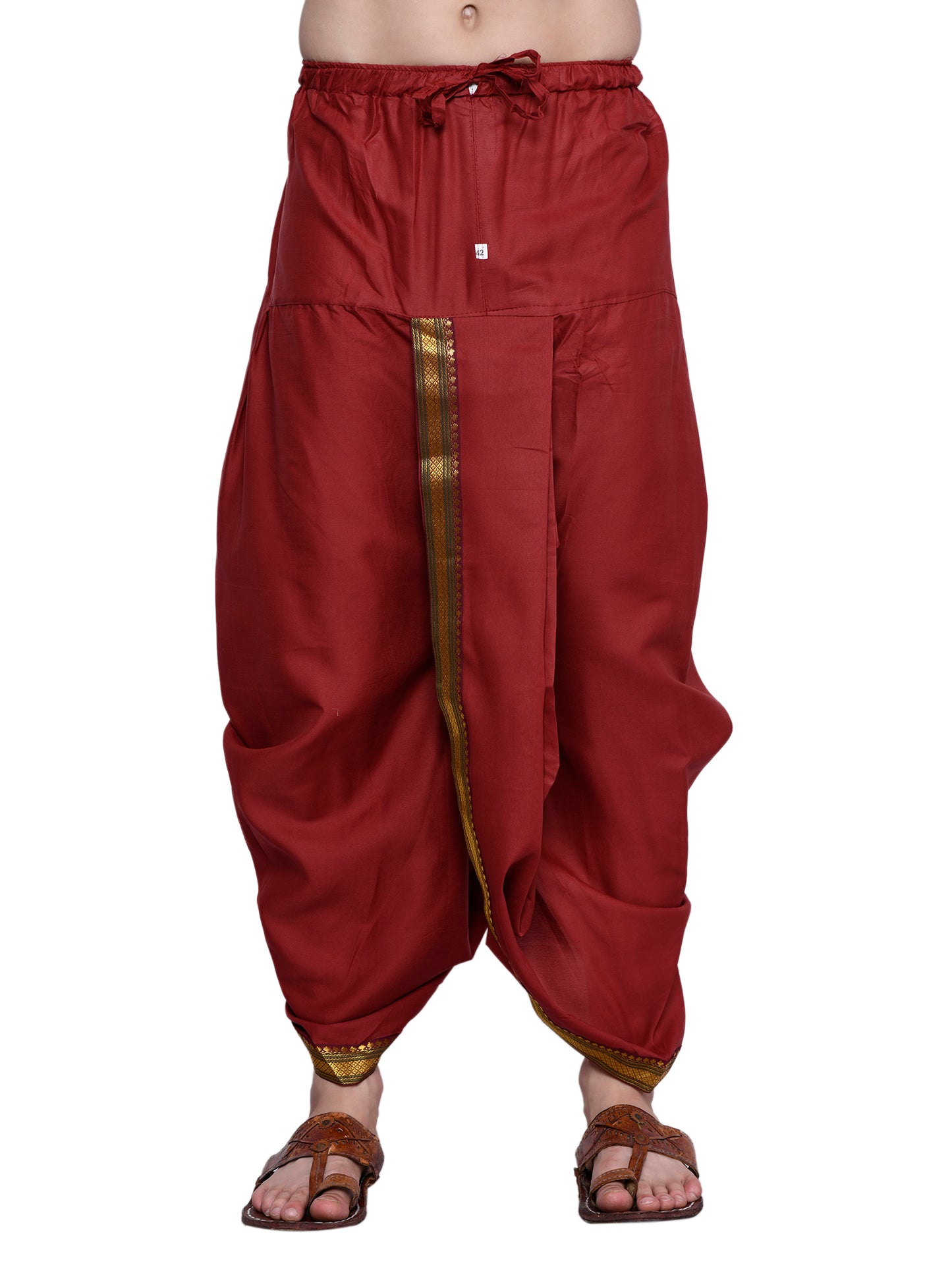 Cotton Silk Kurta for men with Dhoti Style Pyjama Set - Cream Kurta with Color Dhotis