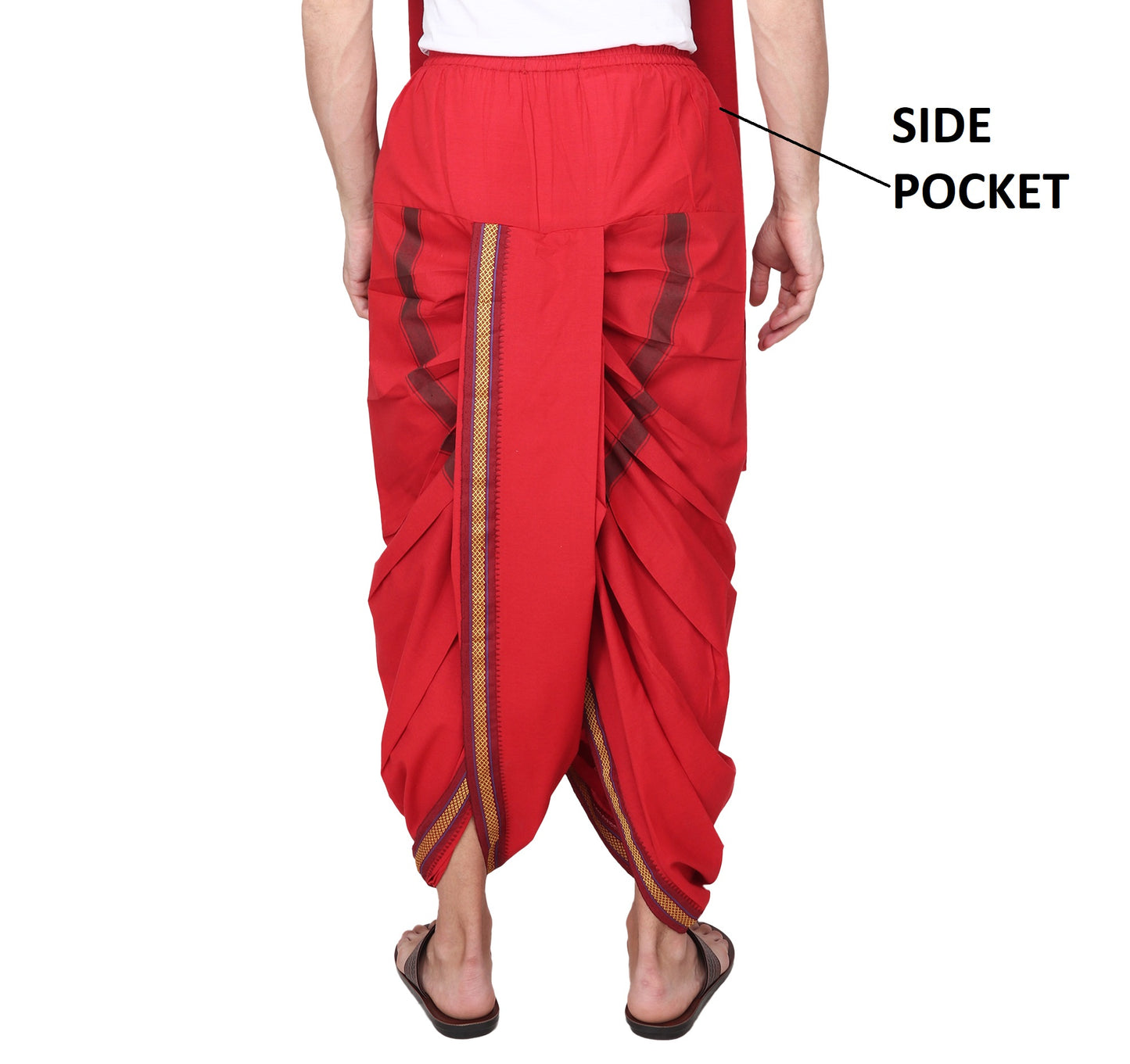 White Cotton Dhoti Pant for Men - Readymade - Ready to Wear - Pocket Dhothi - Dhotar, Mundu , Vesti Set