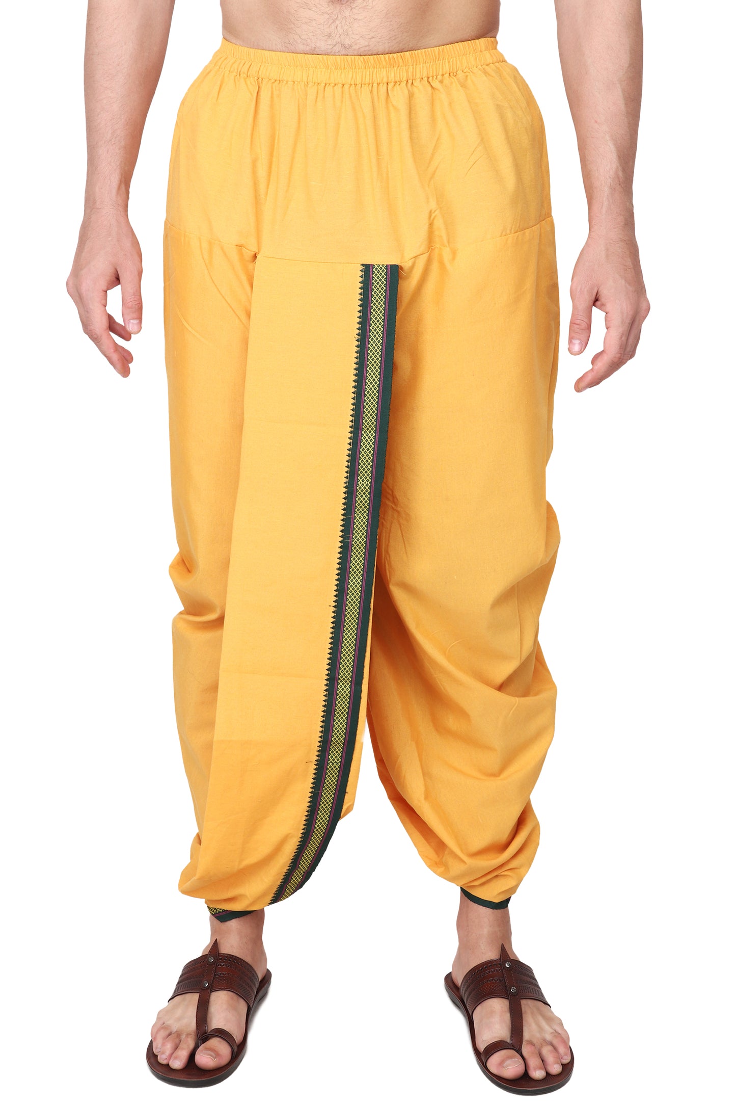 White Cotton Dhoti Pant for Men - Readymade - Ready to Wear - Pocket Dhothi - Dhotar, Mundu , Vesti Set