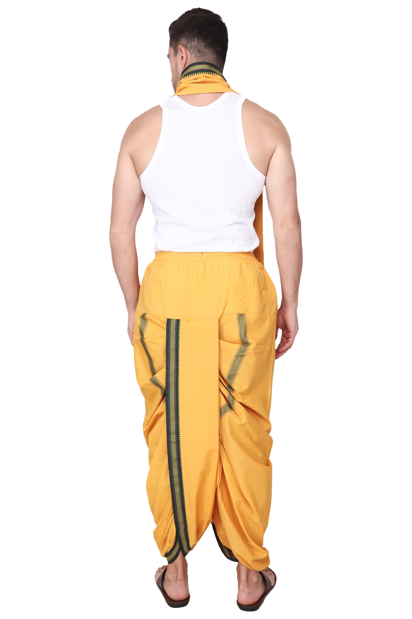 White Cotton Dhoti Pant for Men - Readymade - Ready to Wear - Pocket Dhothi - Dhotar, Mundu , Vesti Set