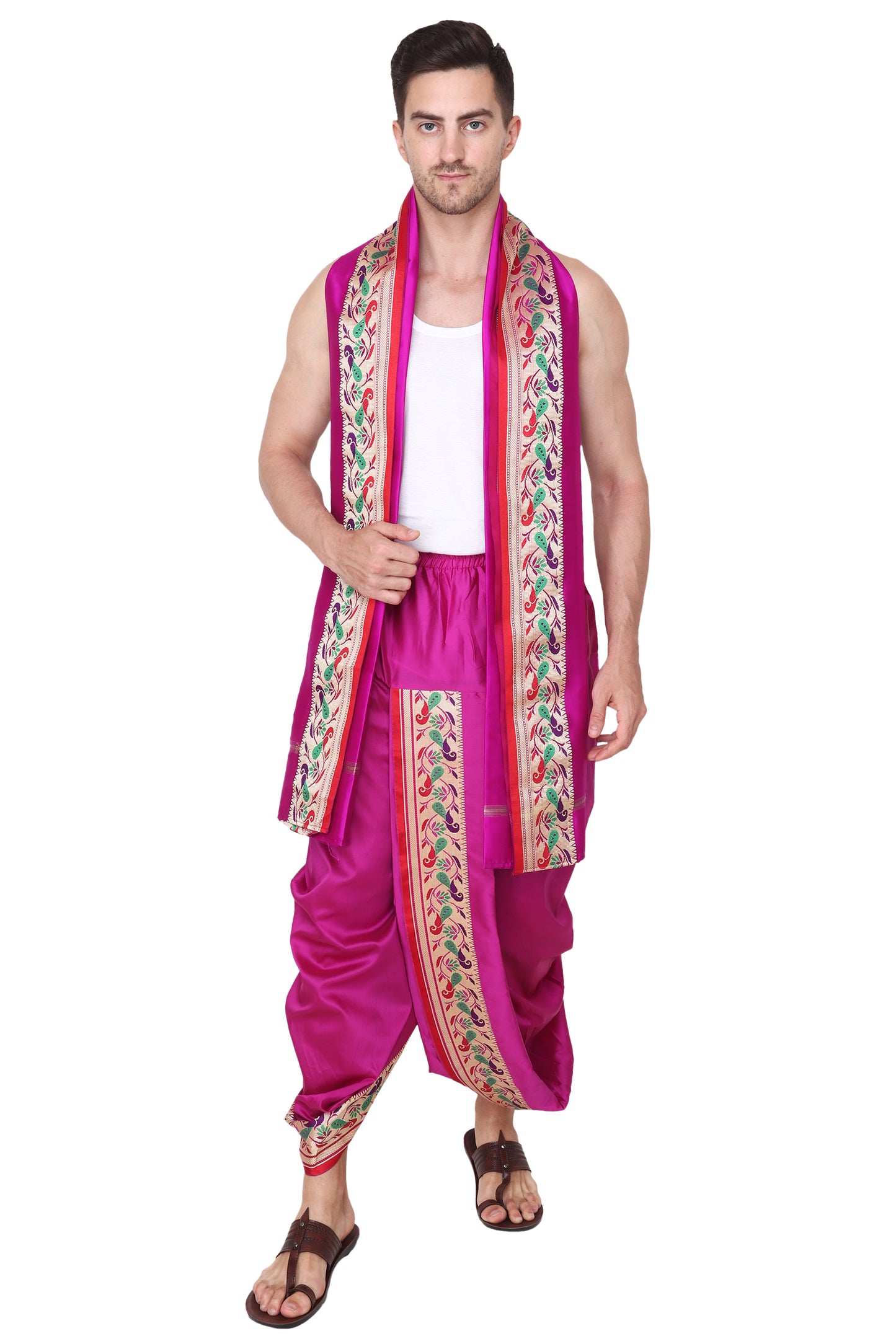 Dhoti Kurta Set for Men with Stole - Sherwani Style - Mens Wedding Dress