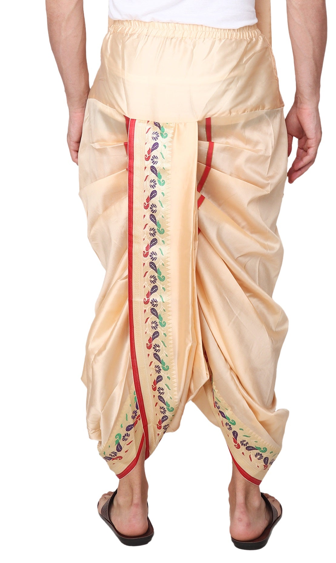 Readymade Dhoti for Men, Velcro Style Stitched Mens Silk Dhoti Pant Set, Free Size