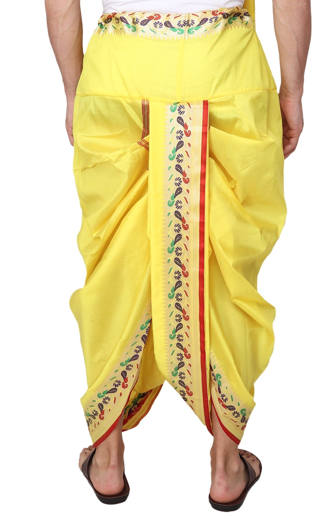 Readymade Dhoti for Men, Velcro Style Stitched Mens Silk Dhoti Pant Set, Free Size