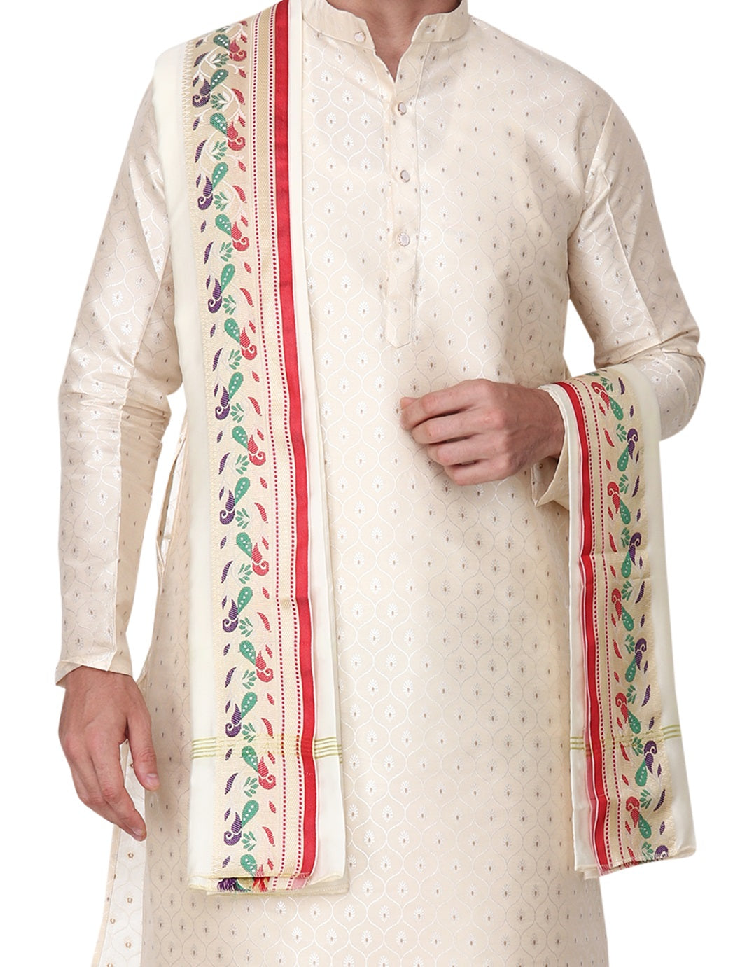 Dhoti Kurta Set for Men with Stole - Sherwani Style - Mens Wedding Dress