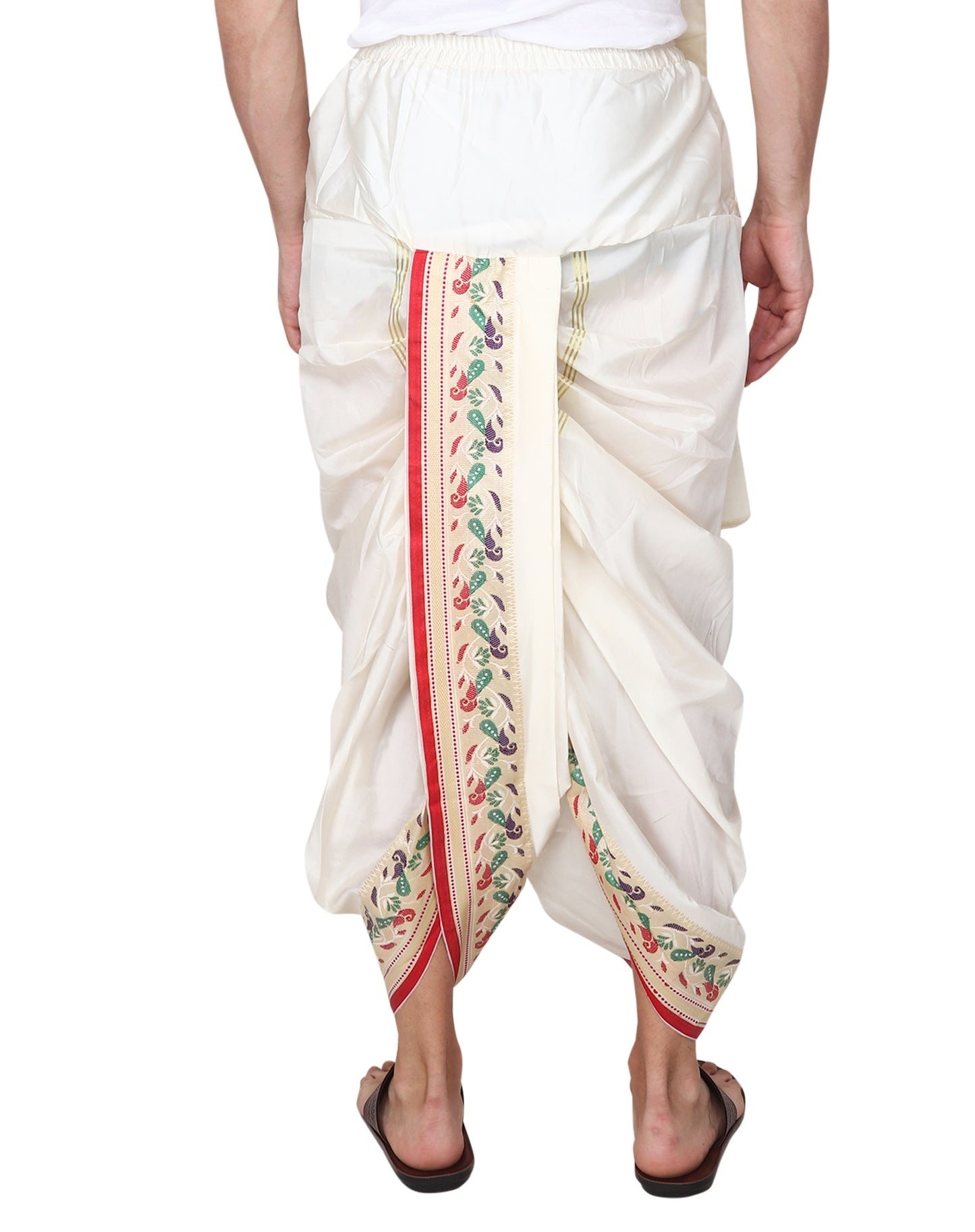 Readymade Dhoti for Men, Velcro Style Stitched Mens Silk Dhoti Pant Set, Free Size