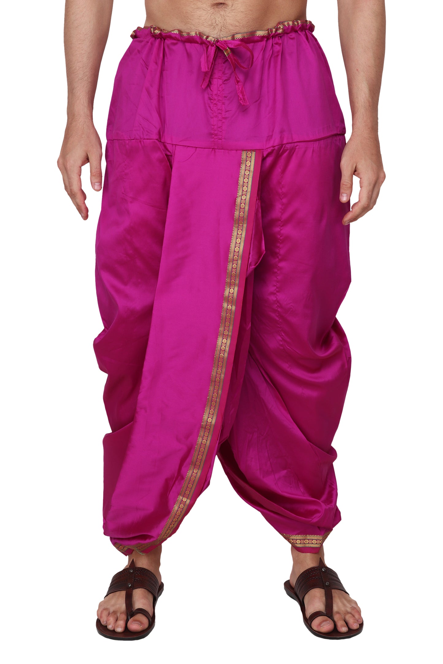 Mens Silk Dhoti with Stole - Readymade - Dhoti-Gamcha Suitable with Kurta for Pooja , Festival