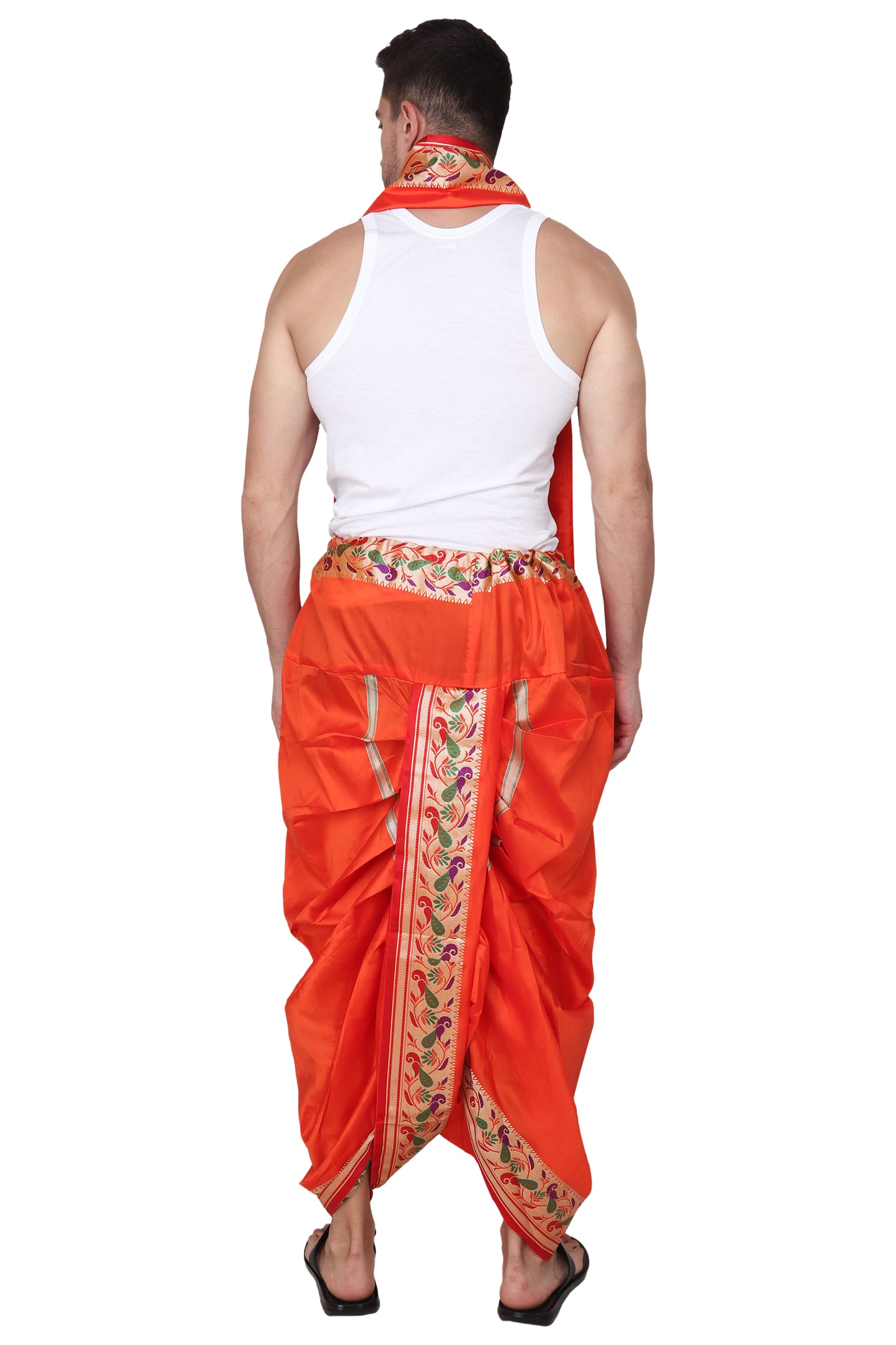 Readymade Dhoti for Men, Velcro Style Stitched Mens Silk Dhoti Pant Set, Free Size