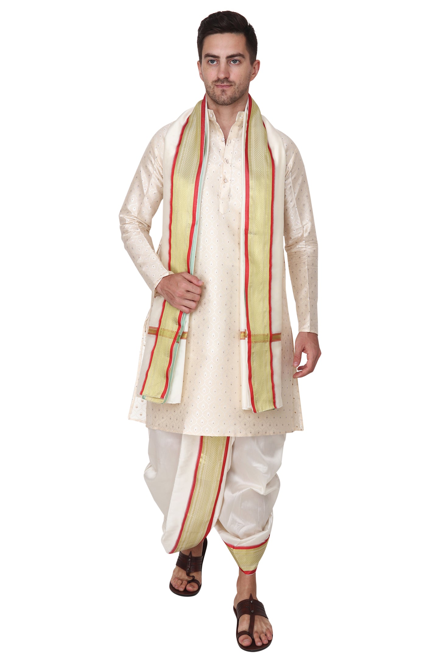 Cream-Off-White Color Dhoti Kurta Set for Men , Indian Ethnic Wear