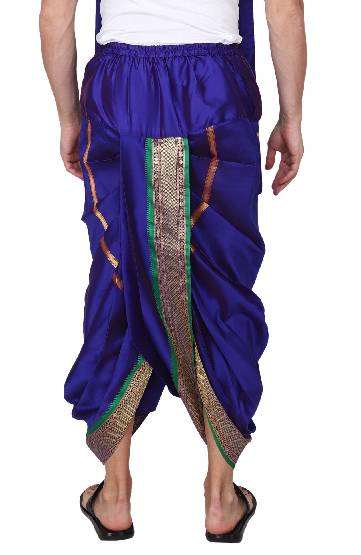 Blue Colour Silk Dhoti Set - Pre Stitched Dhoti