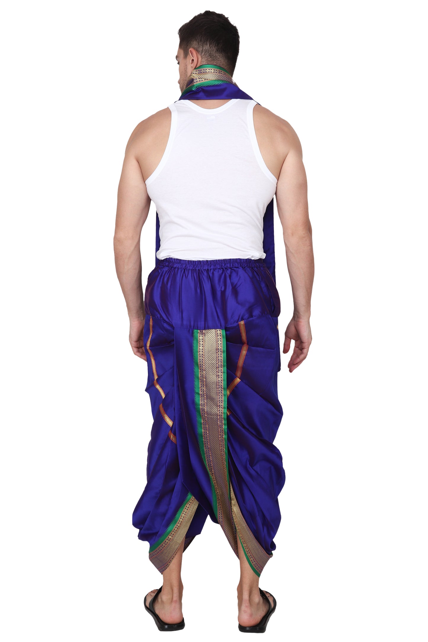 Blue Colour Silk Dhoti Set - Pre Stitched Dhoti