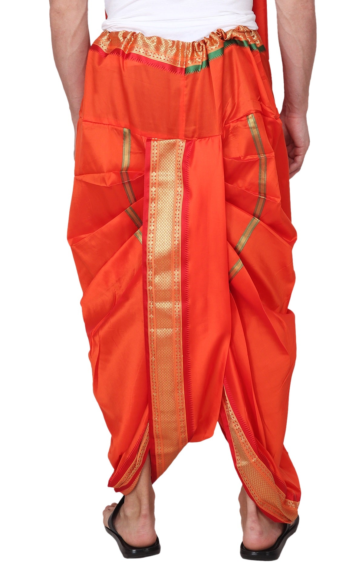 Orange-Saffron-Bhagwa Color - Pandit Ji - Pujari Dhoti Set for Pooja