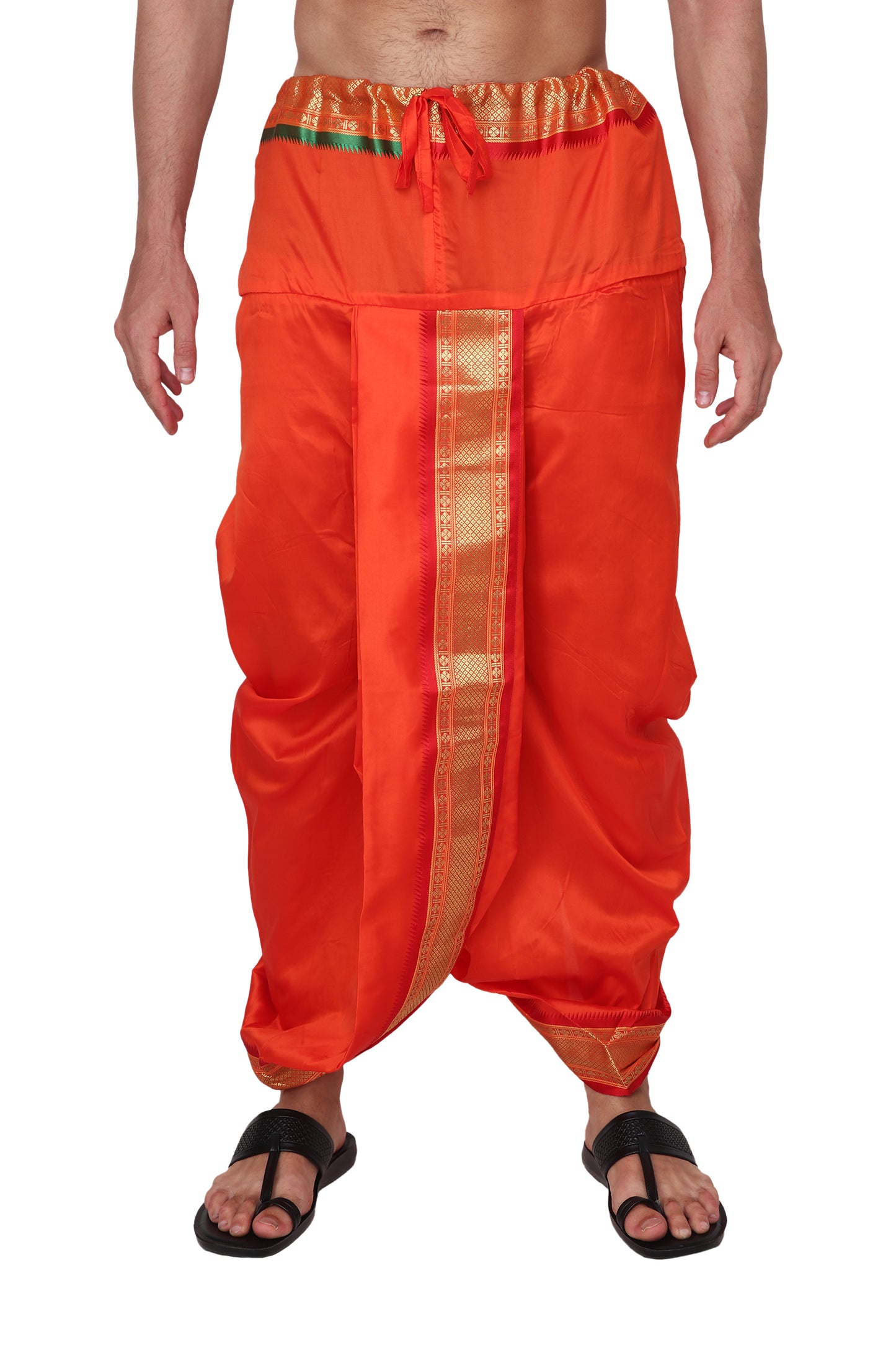 Orange-Saffron-Bhagwa Color - Pandit Ji - Pujari Dhoti Set for Pooja