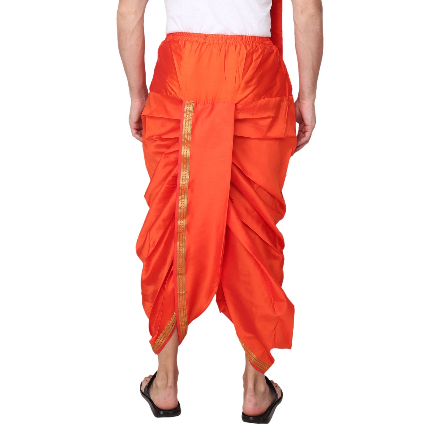 Mens Silk Dhoti with Stole - Readymade - Dhoti-Gamcha Suitable with Kurta for Pooja , Festival