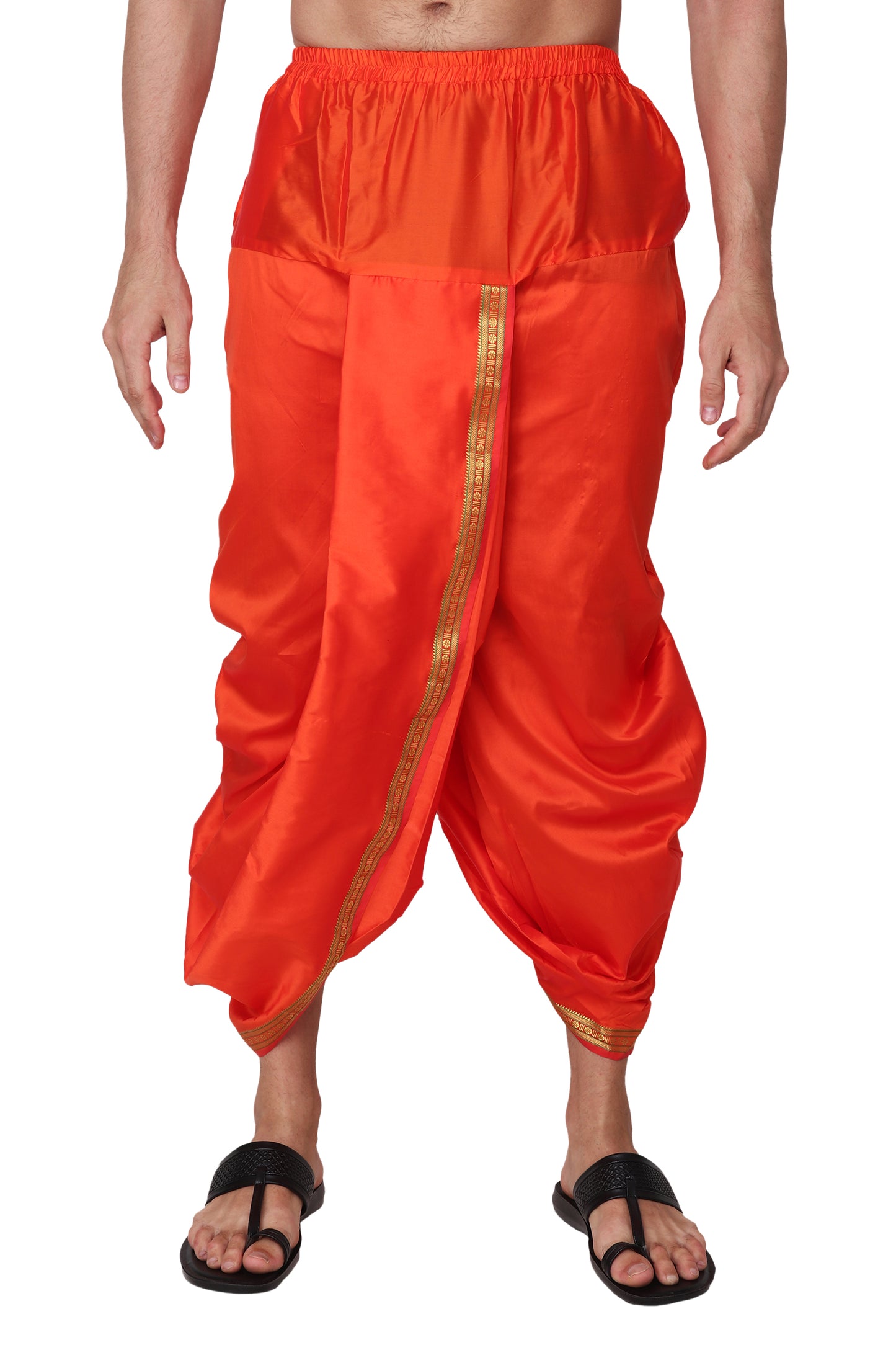 Mens Silk Dhoti with Stole - Readymade - Dhoti-Gamcha Suitable with Kurta for Pooja , Festival