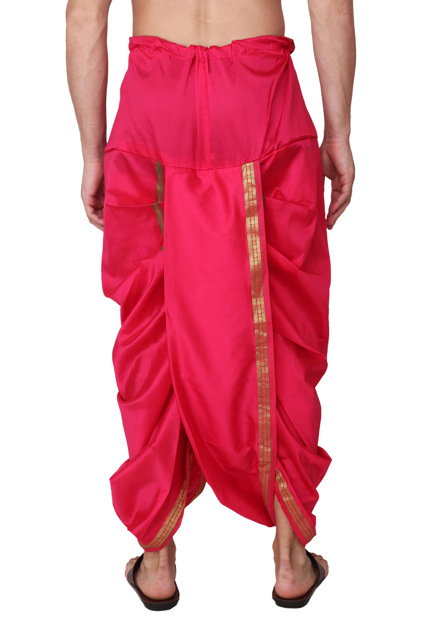 Mens Silk Dhoti with Stole - Readymade - Dhoti-Gamcha Suitable with Kurta for Pooja , Festival