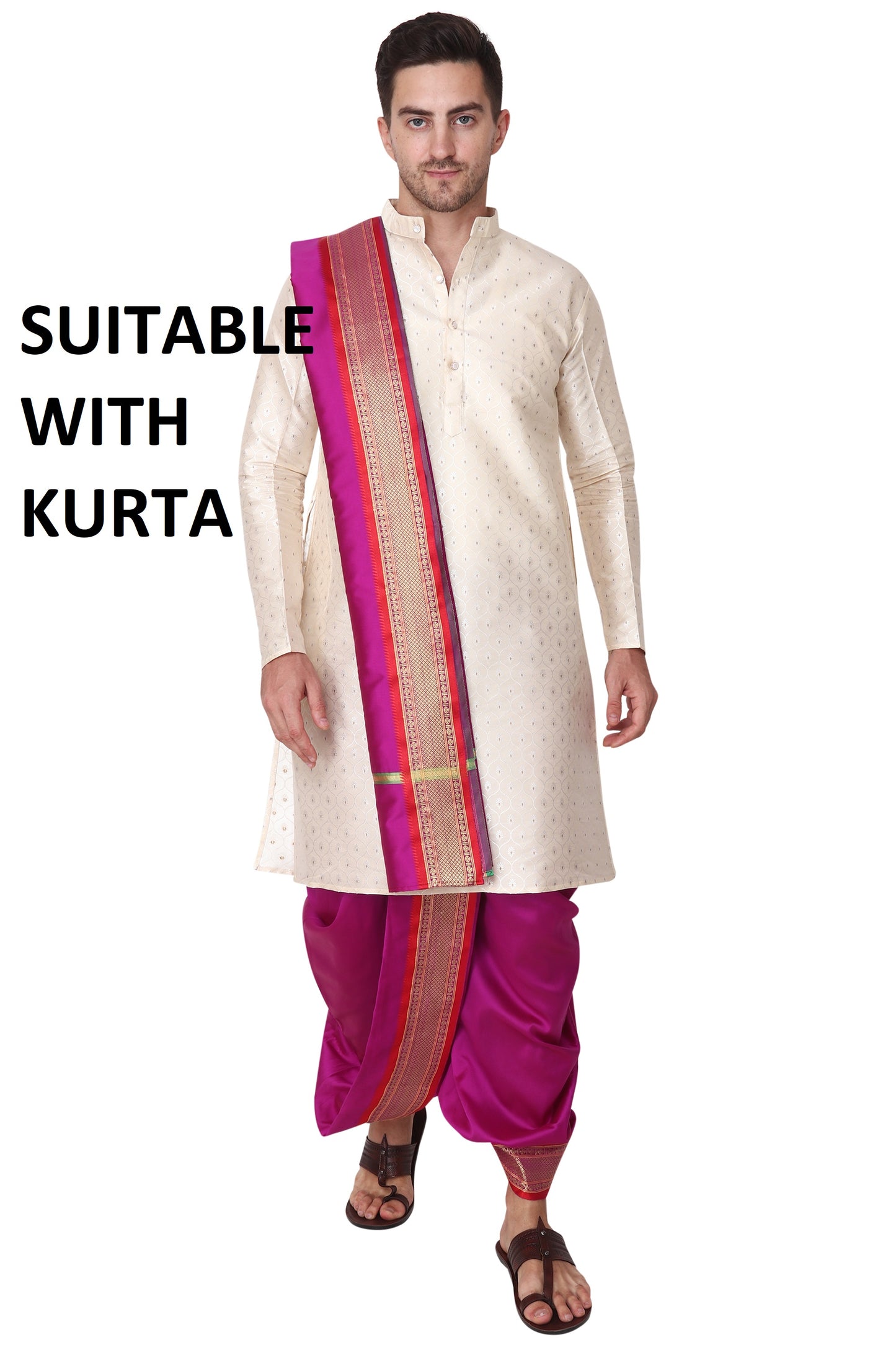 Purple-Megenta Dhoti - Ready to Wear - Dhoti Pant for Men