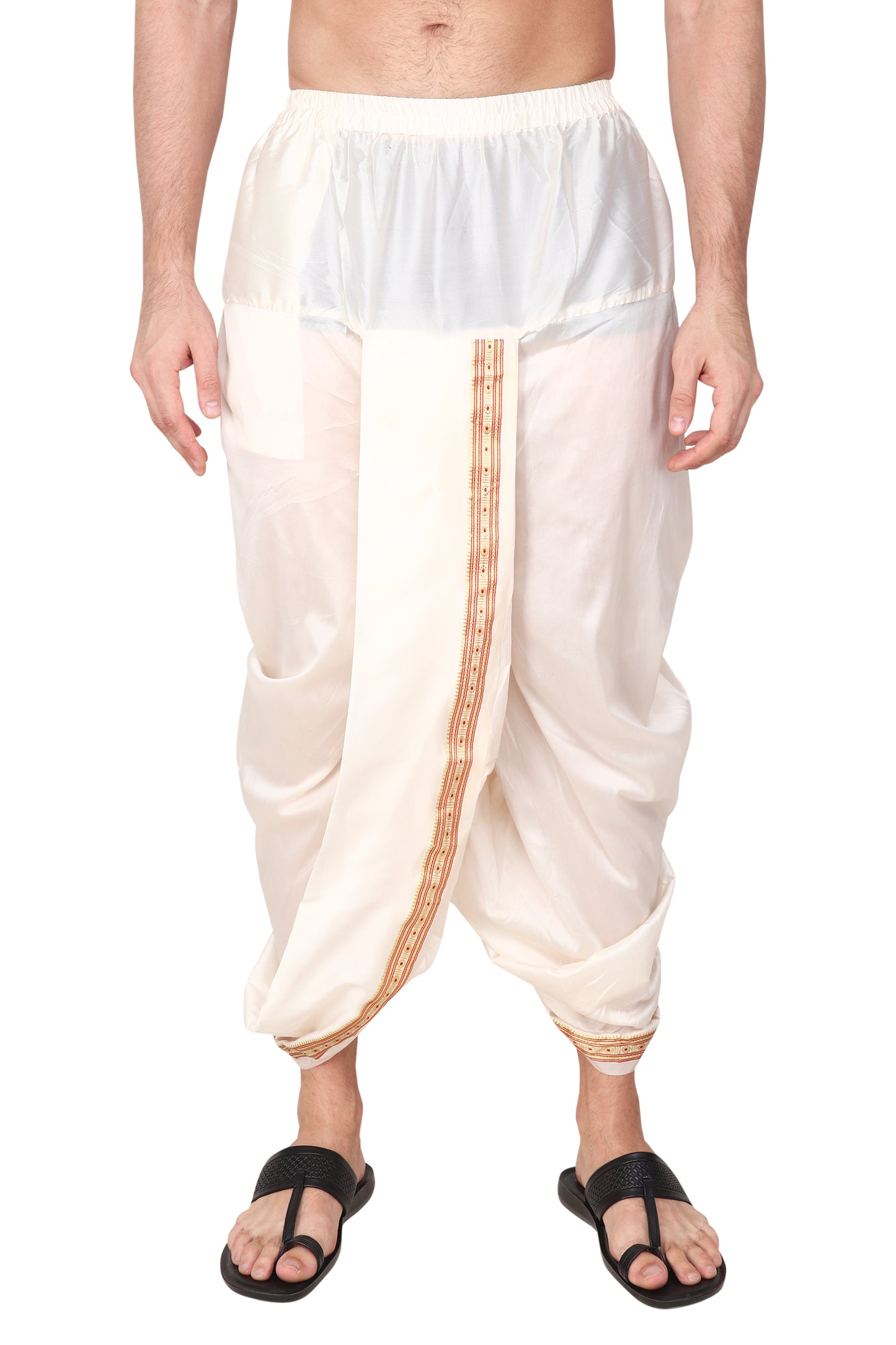 Mens Silk Dhoti with Stole - Readymade - Dhoti-Gamcha Suitable with Kurta for Pooja , Festival