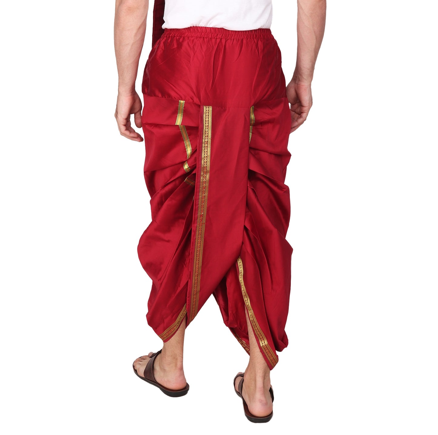 Mens Silk Dhoti with Stole - Readymade - Dhoti-Gamcha Suitable with Kurta for Pooja , Festival