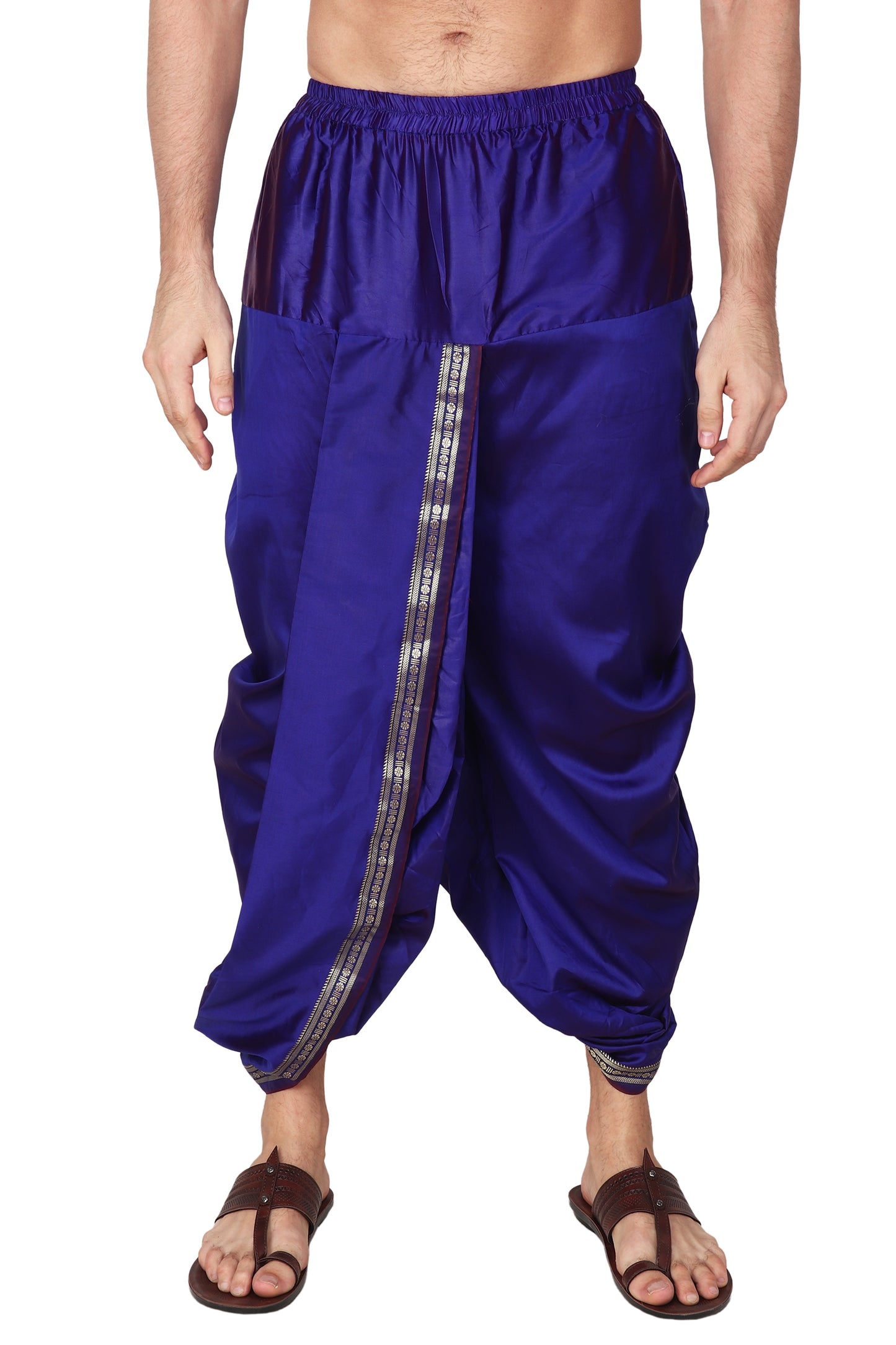 Mens Silk Dhoti with Stole - Readymade - Dhoti-Gamcha Suitable with Kurta for Pooja , Festival