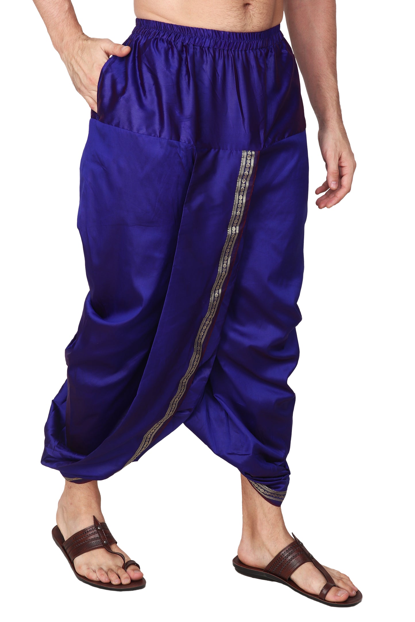 Mens Silk Dhoti with Stole - Readymade - Dhoti-Gamcha Suitable with Kurta for Pooja , Festival