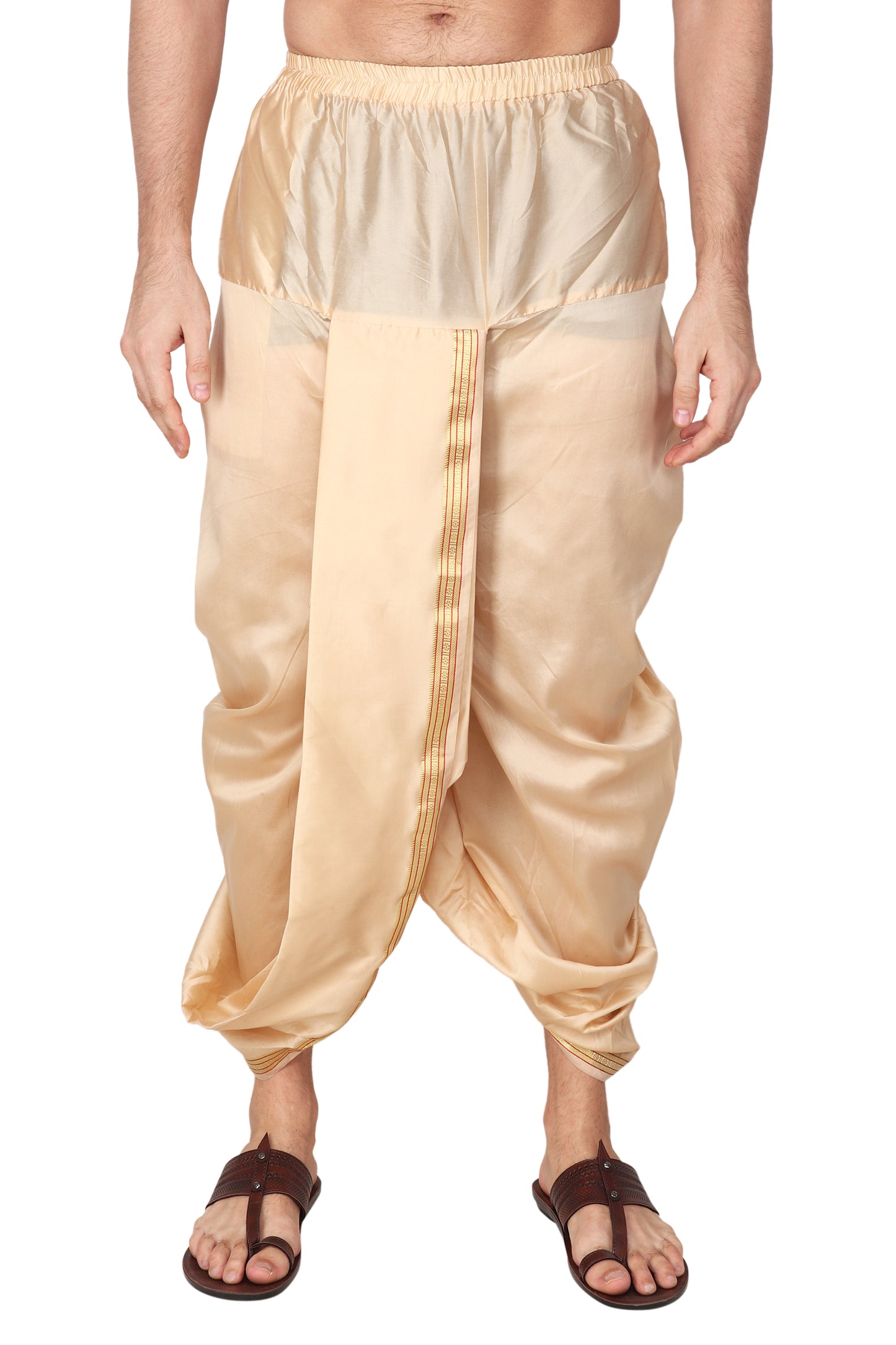 Mens Silk Dhoti with Stole - Readymade - Dhoti-Gamcha Suitable with Kurta for Pooja , Festival