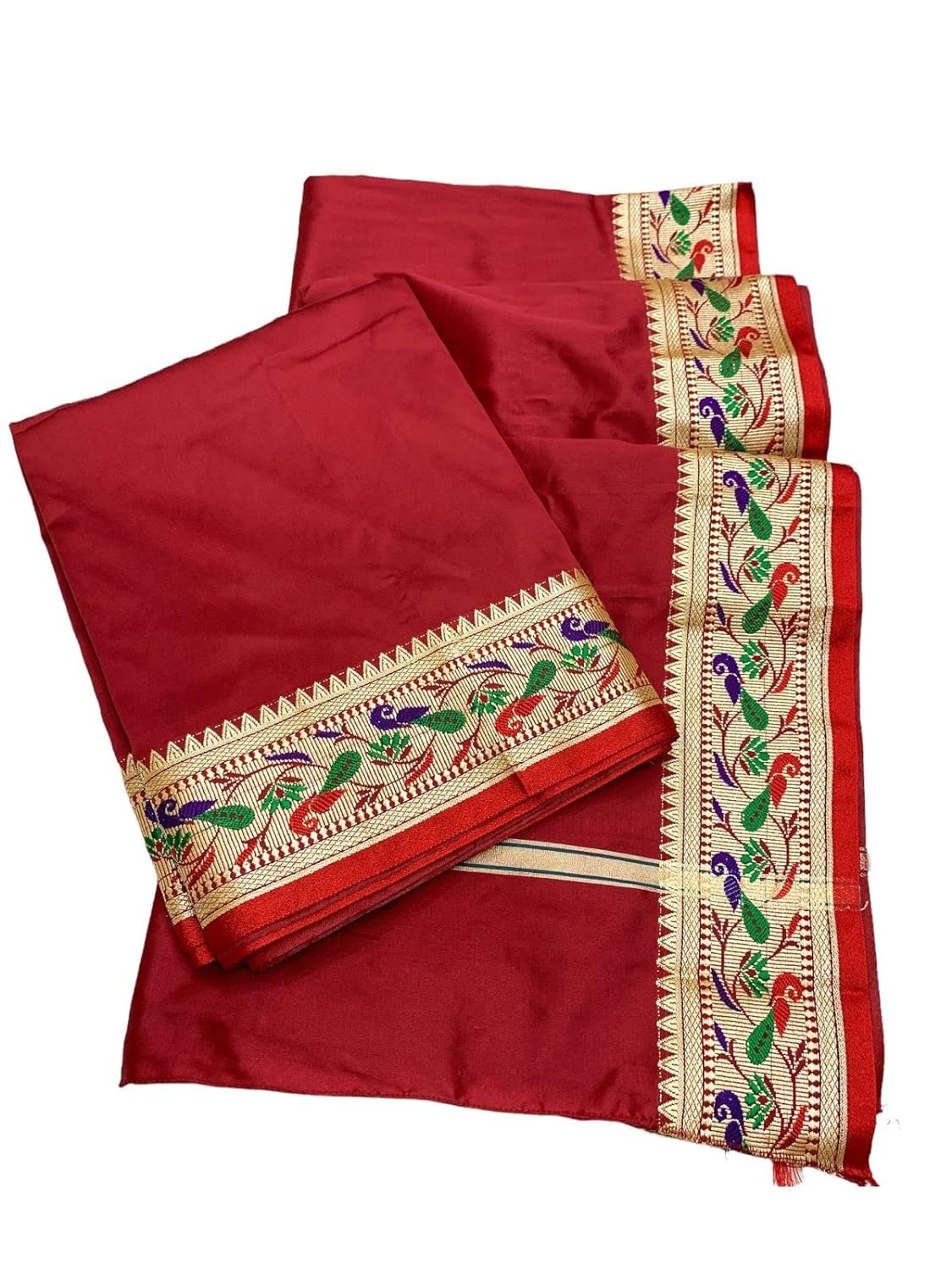 Men's Paithani Silk Dhoti Stole Set 4.25 Mtr Dhoti with 2.25 Mtr Stole Set