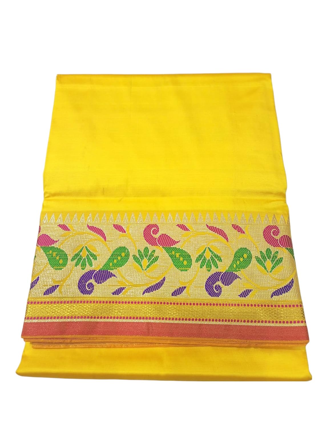 Men's Paithani Silk Dhoti Stole Set 4.25 Mtr Dhoti with 2.25 Mtr Stole Set