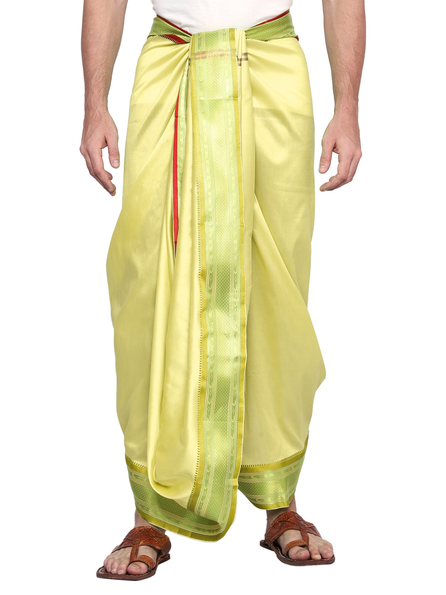 Mens Silk Dhoti with Angwastram Set - Unstitched , Vesthi-Mundu-Dhotar-Kerala-South-Dhoti-Gamcha Set