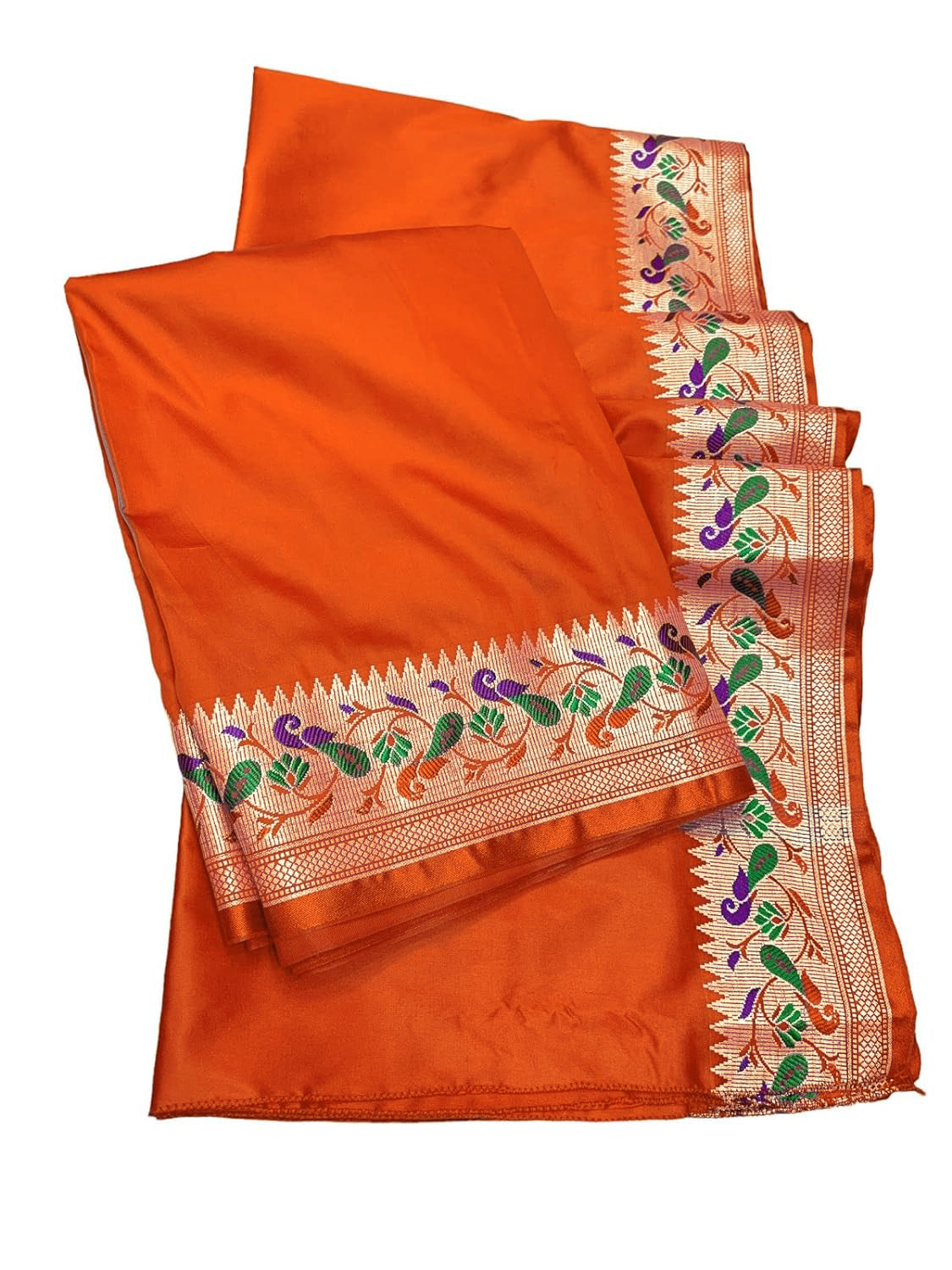 Men's Paithani Silk Dhoti Stole Set 4.25 Mtr Dhoti with 2.25 Mtr Stole Set